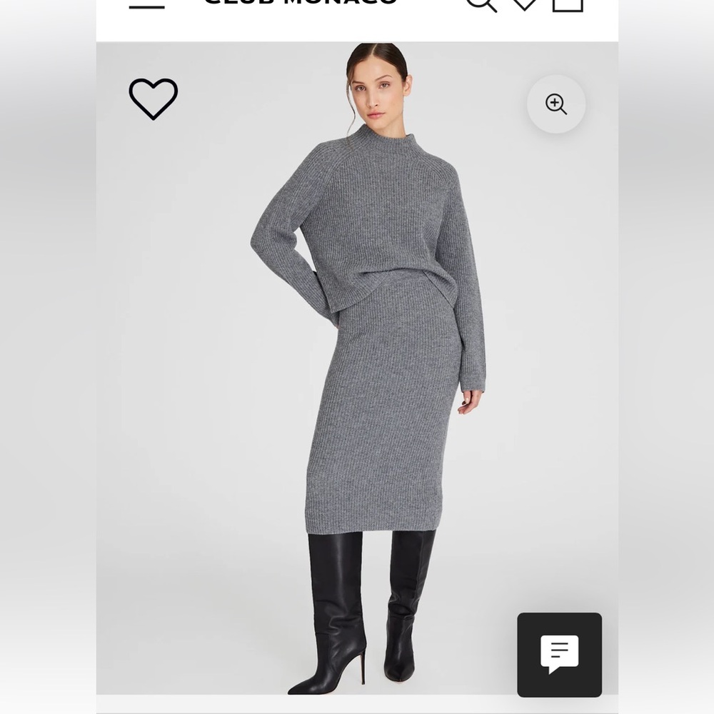 Club Monaco Cashmere Ribbed Midi Skirt